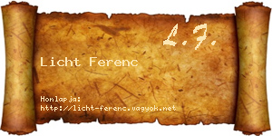 Licht Ferenc névjegykártya